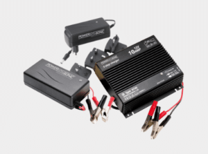 Battery, Charger, and Holders carried by North Coast battery chargers