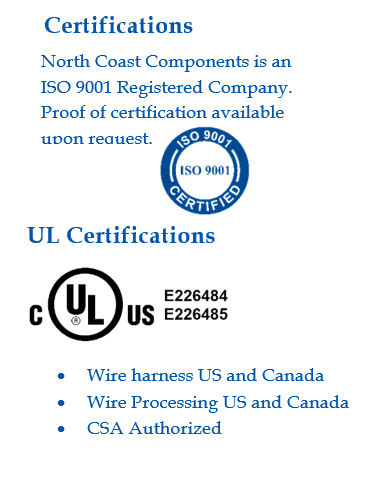 This image shows the UL certification of North Coast Components Inc.